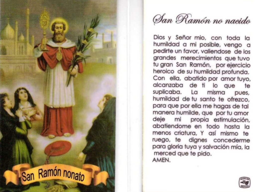 Estampa oración a San Ramón Nonato