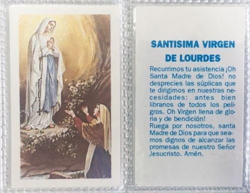 Estampa oración a la virgen de Lourdes